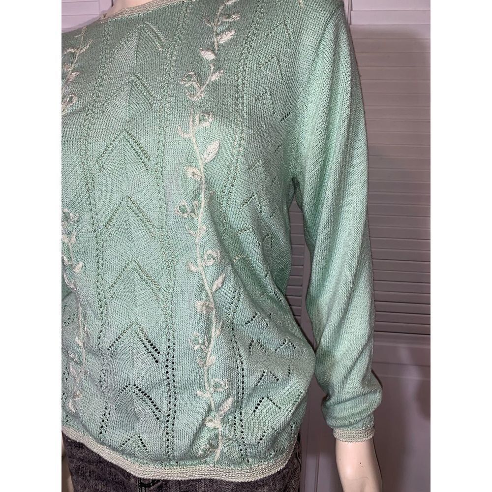 Vintage Pastel Embroidered Knit Sweater Large‎ - Picture 3 of 16